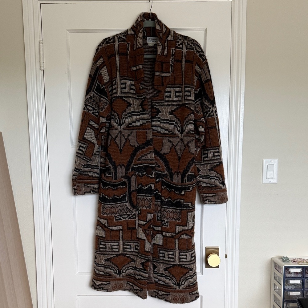 Vintage Intimo Mohair Wool Long Brown Coat